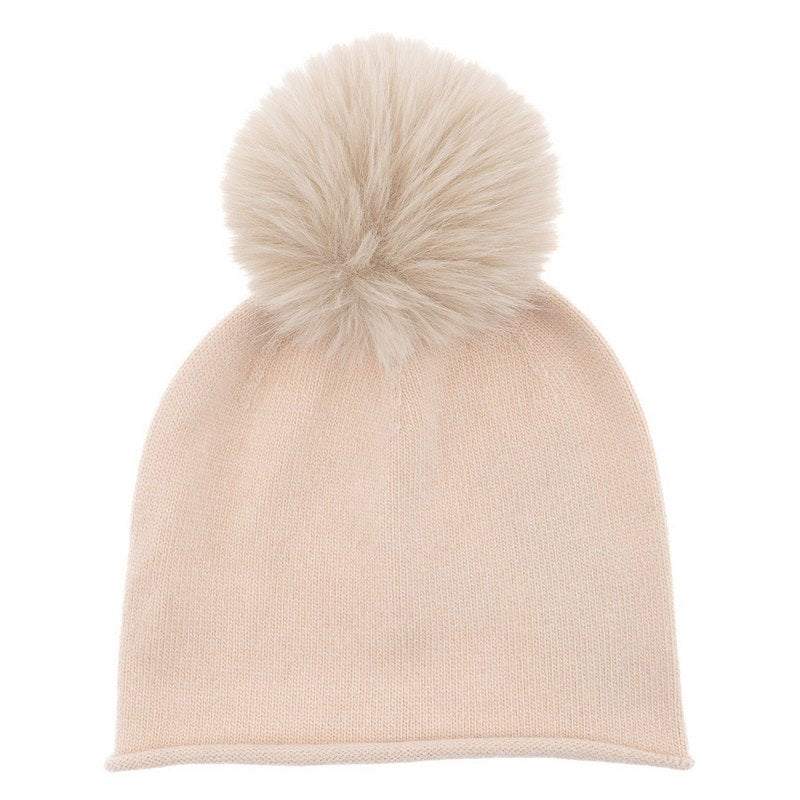 Alex Max Cappelli Faux Fur Pompom Hat Beige CA402 main