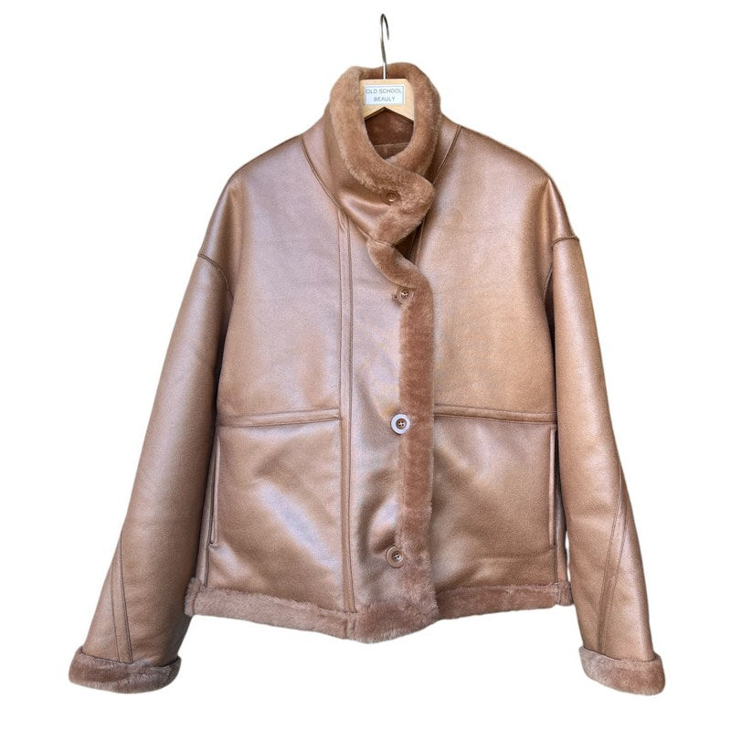 Reversible Faux Sheepskin Short Jacket Camel