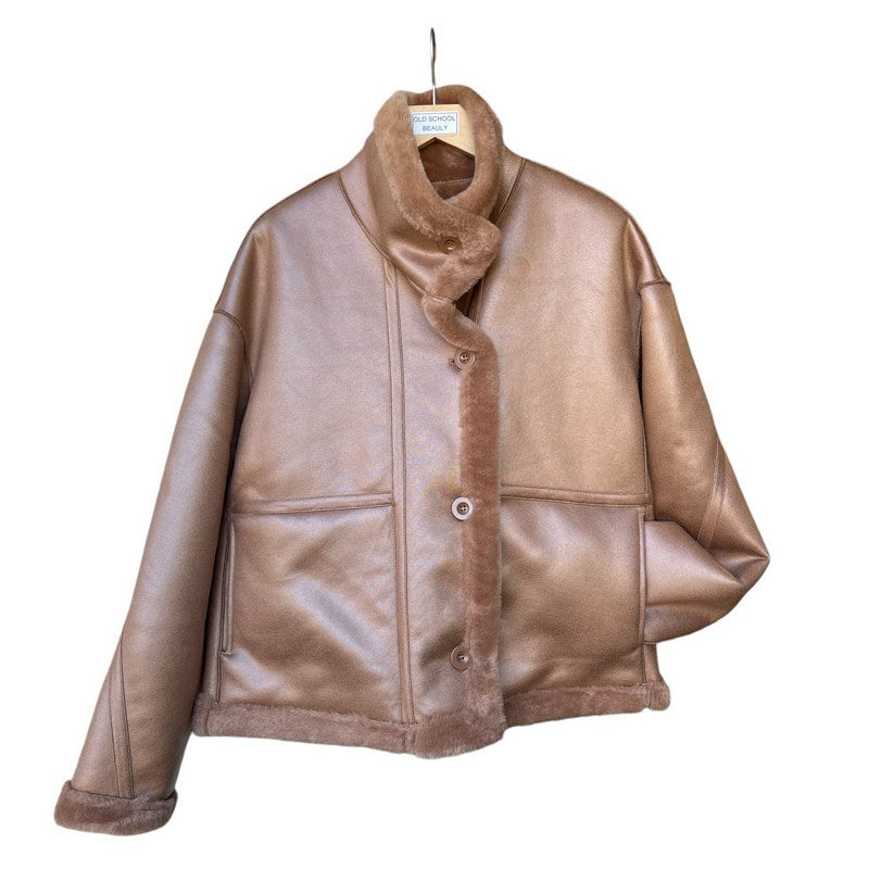 Reversible Faux Sheepskin Short Jacket Camel