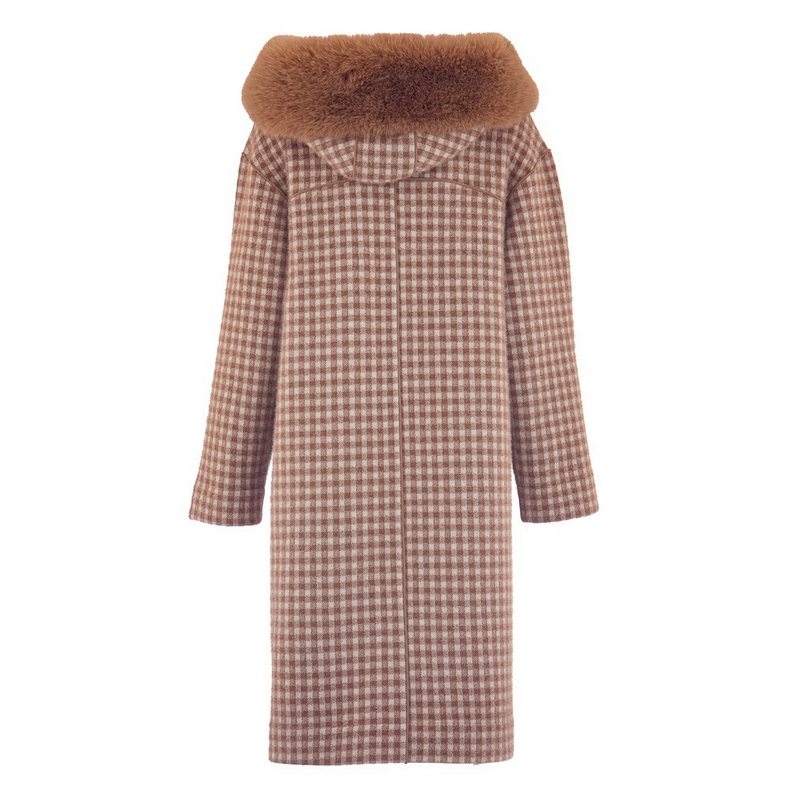 Alex Max Reversible Long-Line Duffle Coat in Taupe rear