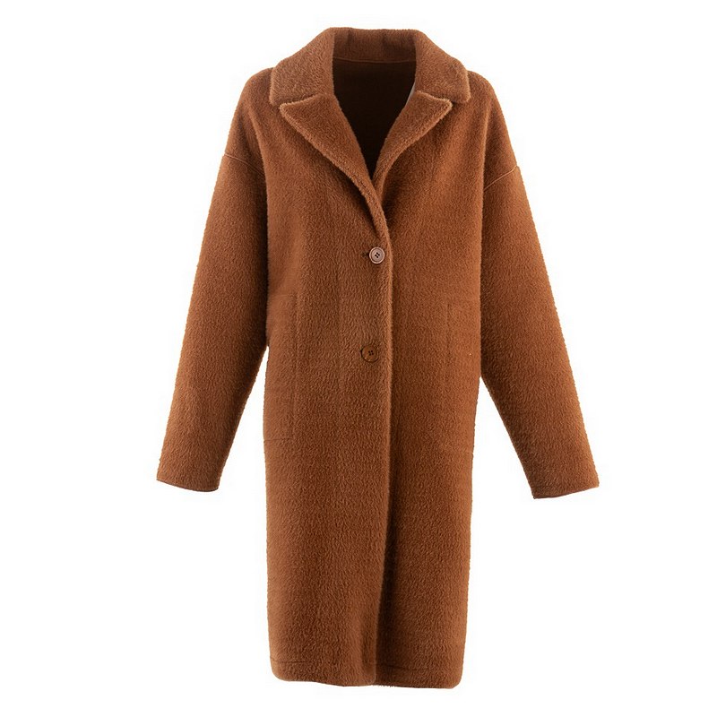 Alex Max Reversible Long-line Faux Fur Teddy Jacket Brown front