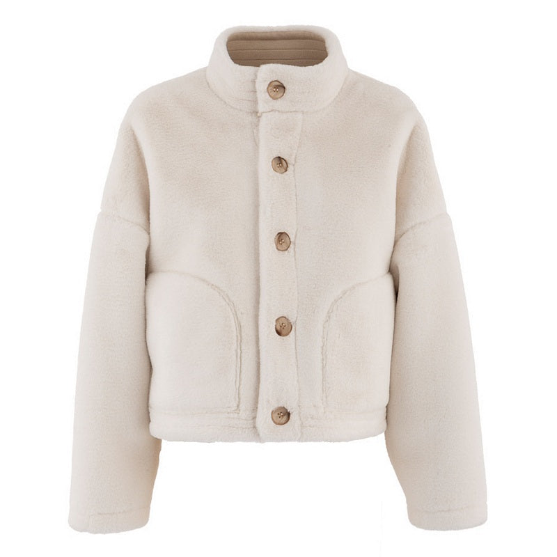 Alex Max Reversible Short Faux Fur Jacket Panna AMY-GA077-B fur side