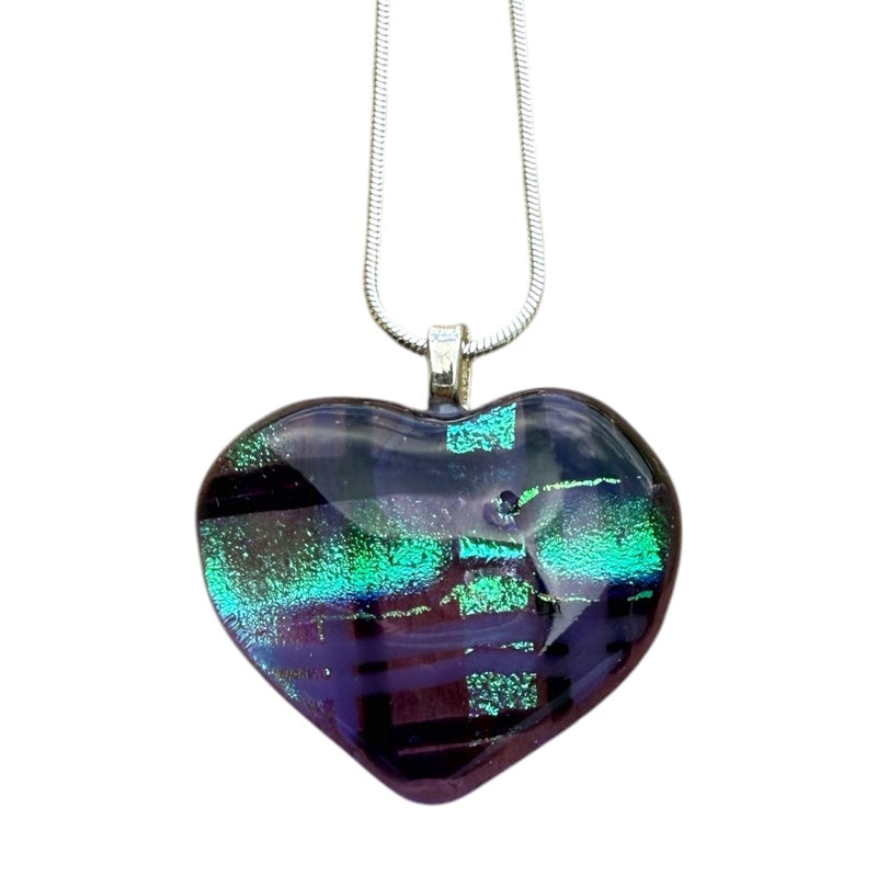 Alicia MacInnes Cara Tartan Fused Glass Baby Heart Necklace front 1