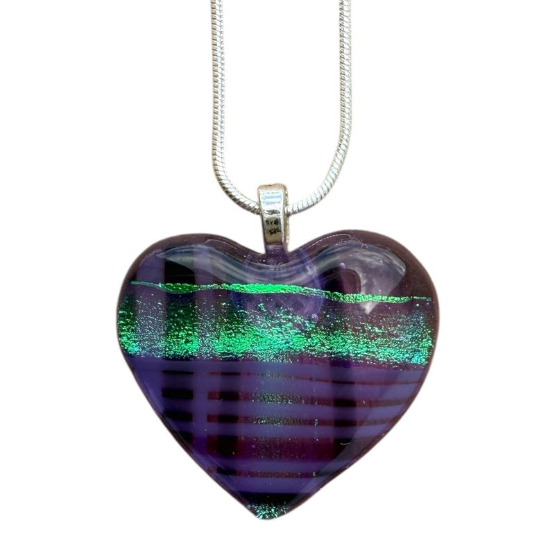 Alicia MacInnes Cara Tartan Fused Glass Baby Heart Necklace front 3