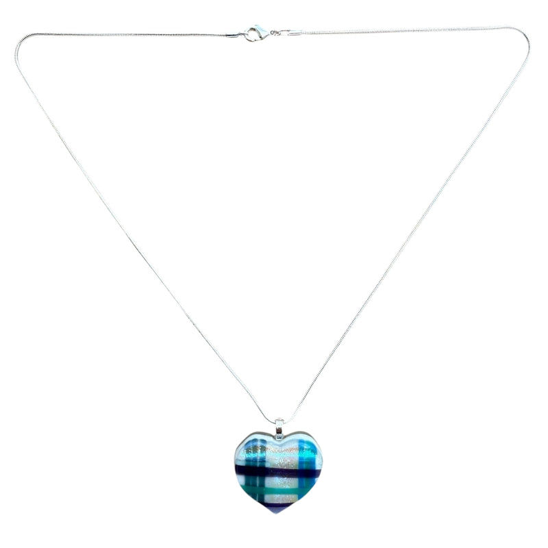 Alicia MacInnes Iona Tartan Fused Glass Baby Heart Necklace main