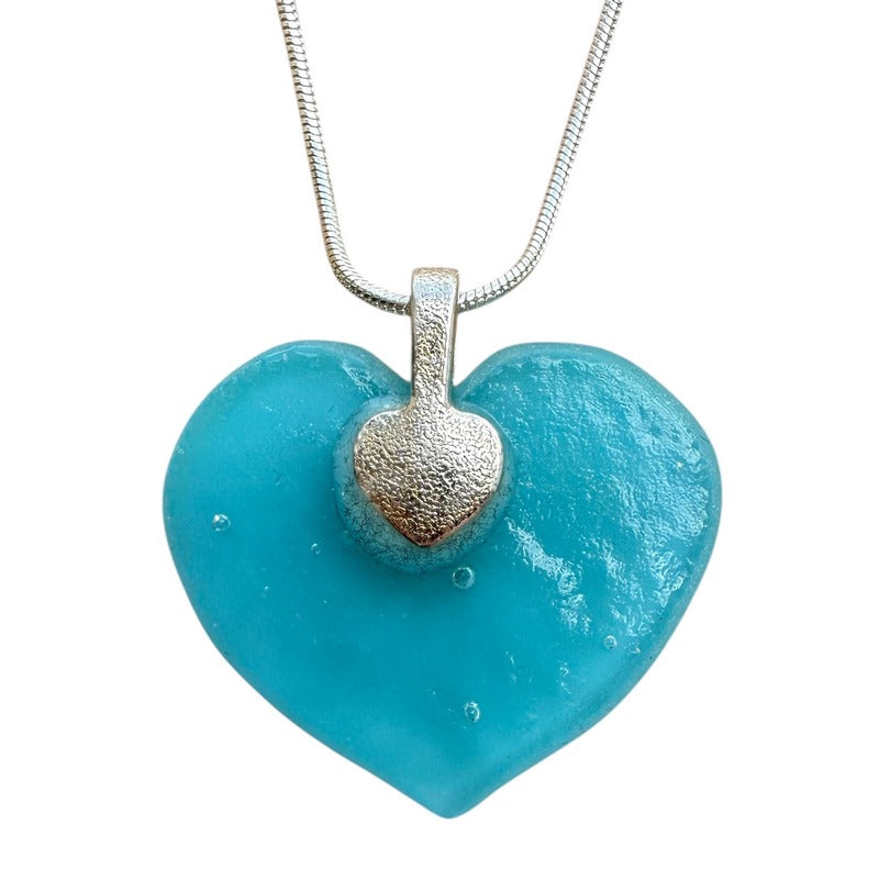 Alicia MacInnes Skye Tartan Fused Glass Baby Heart Necklace rear