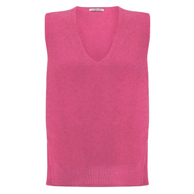 Amazing Woman Pixie V-Neck Knitted Tank Magenta