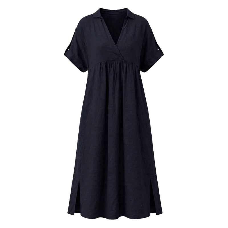 Amazing Woman Camile Cross Neck Linen Dress Dark Navy front