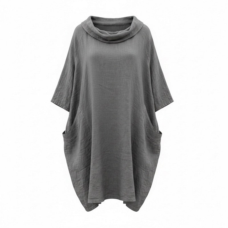 Amazing Woman Celine Linen Dress Dark Mud front