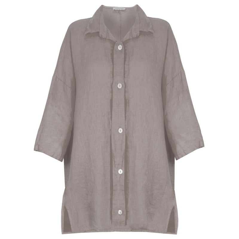Amazing Woman Clothing Finty X Oversized Linen Shirt Fango front