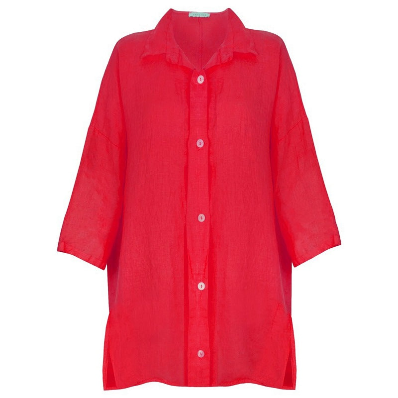 Amazing Woman Clothing Finty X Oversized Linen Shirt Fragola front