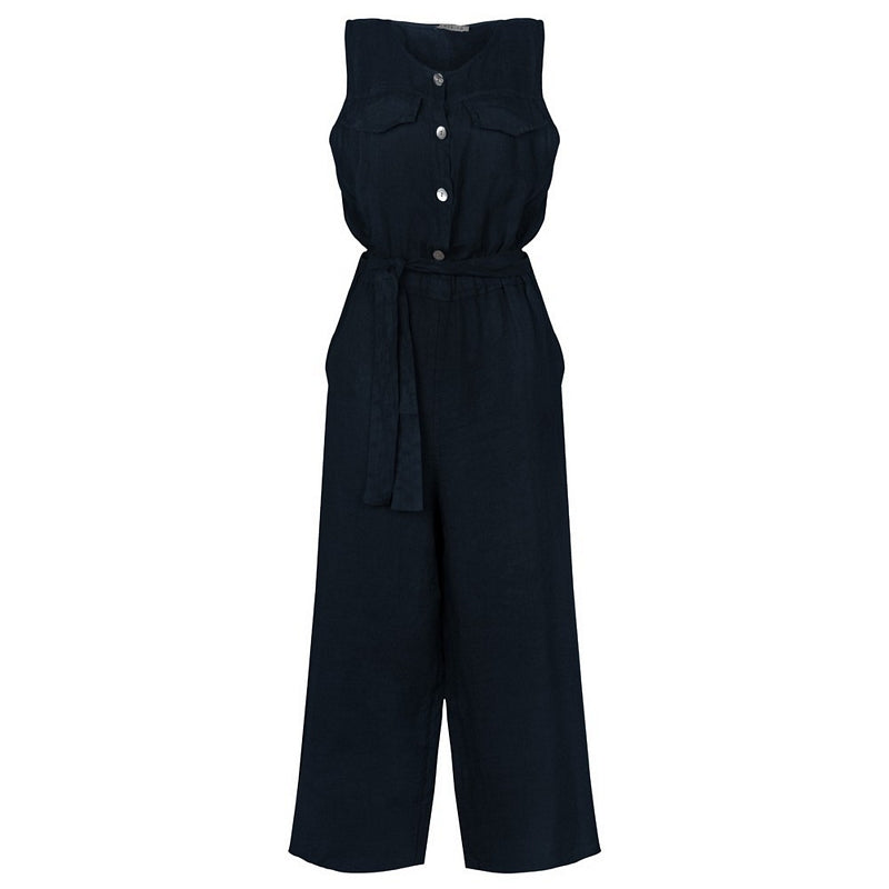 Amazing Woman Clothing Jilly Linen Jumpsuit Navy Blue front