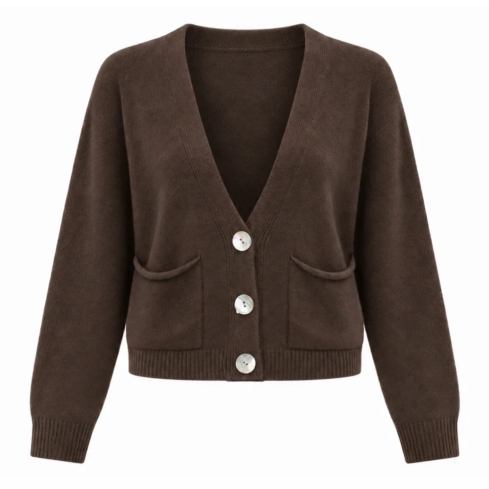 Amazing Woman Clothing Pook Crop Boxy Cardigan Espresso front