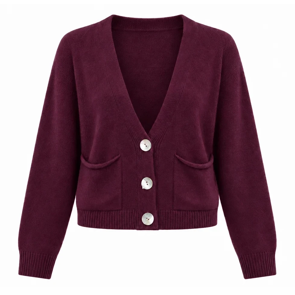 Amazing Woman Clothing Pook Crop Boxy Cardigan Plum front