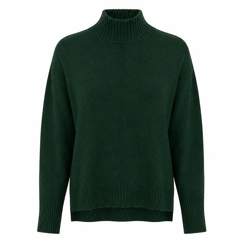 Amazing Woman Clothing Ruby High Neck Easy Fit Jumper Forest Green front