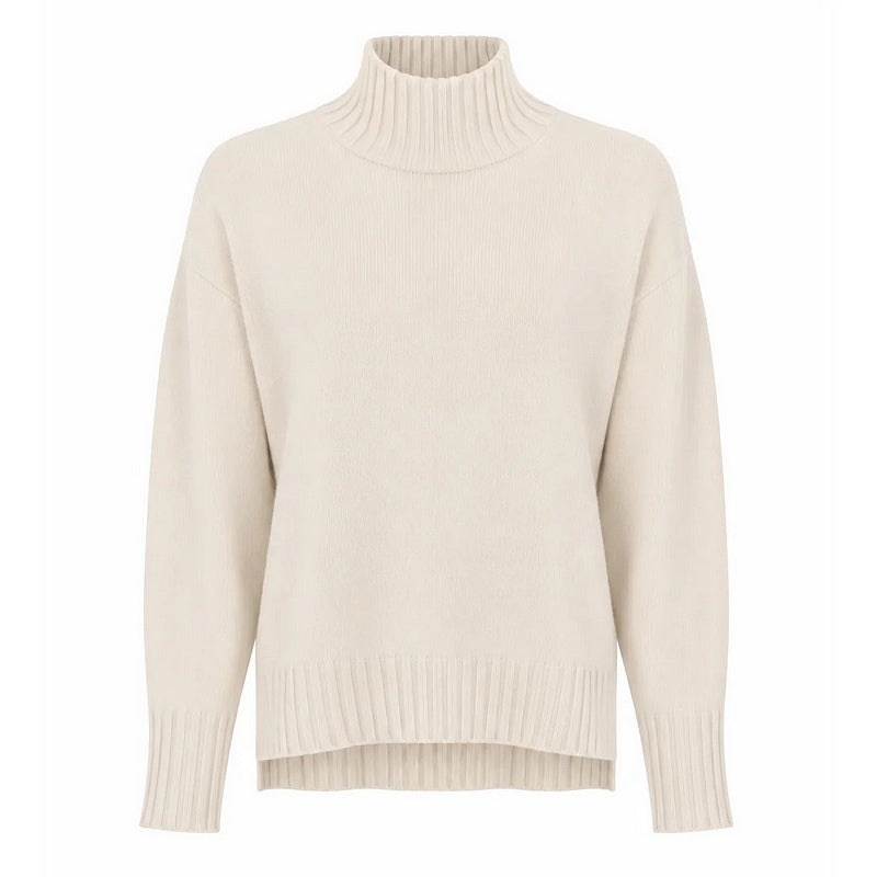 Amazing Woman Clothing Ruby High Neck Easy Fit Jumper Ivory front