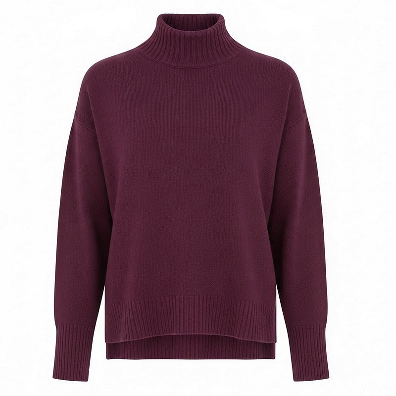 Amazing Woman Clothing Ruby High Neck Easy Fit Jumper Plum front