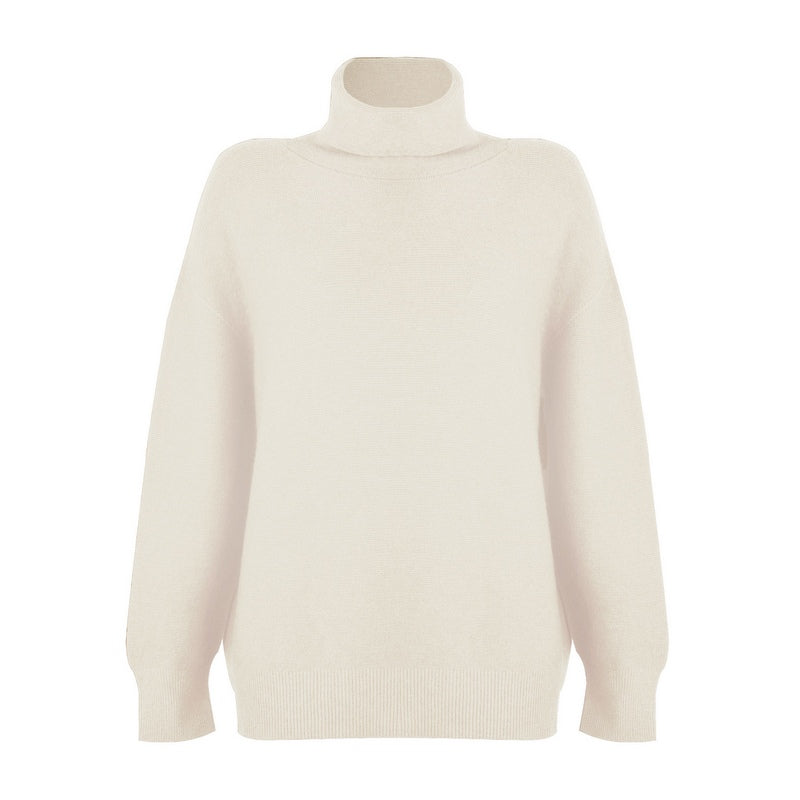 Amazing Woman Clothing Zoie Classic Polo Neck Jumper Cream ZOIE-CREAM181 front