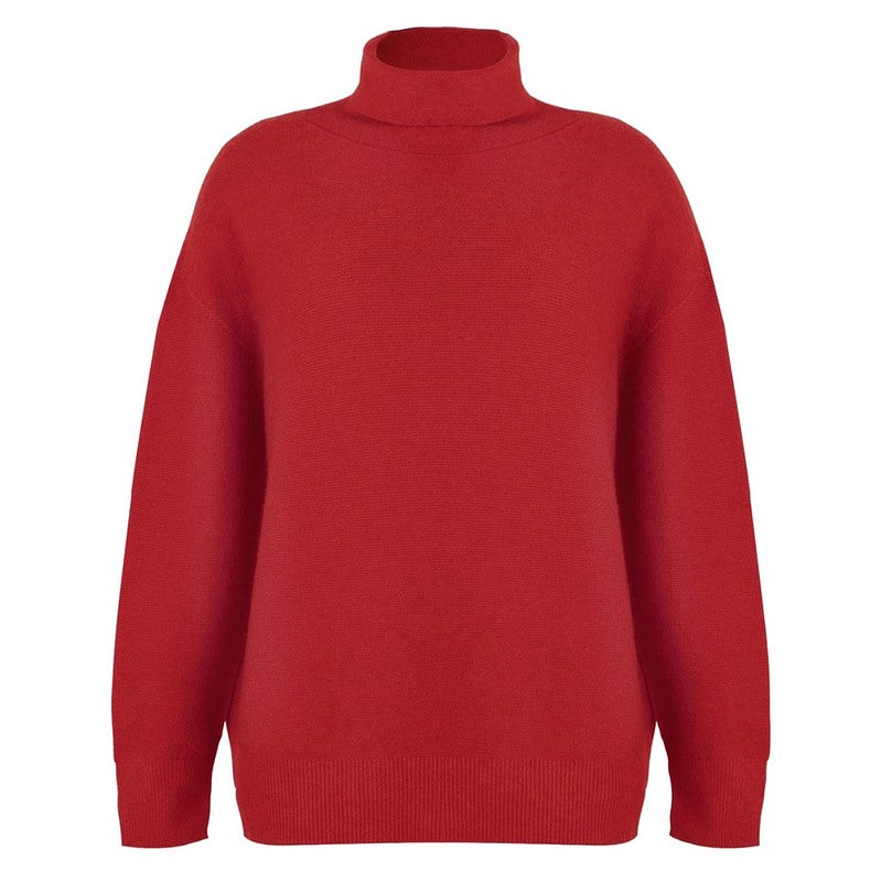 Amazing Woman Clothing Zoie Classic Polo Neck Rouge front