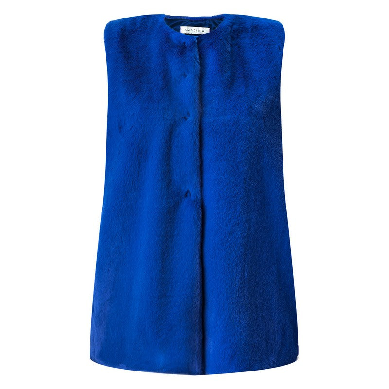 Amazing Woman Cuddle Faux Fur Gilet Royal Blue