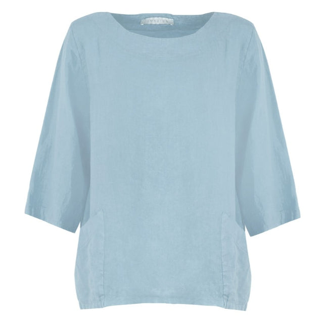 Amazing Woman Edie Linen Top Ice Blue front