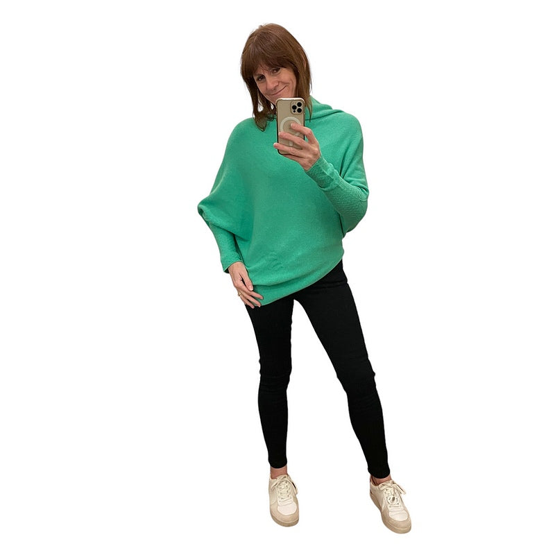 Amazing Woman Emilie Asymmetric Jumper Grass Green on Helen