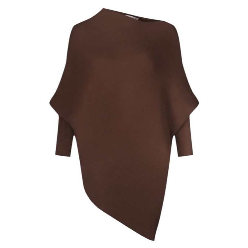 Amazing Woman Emilie Asymmetric Jumper Maron Espresso front