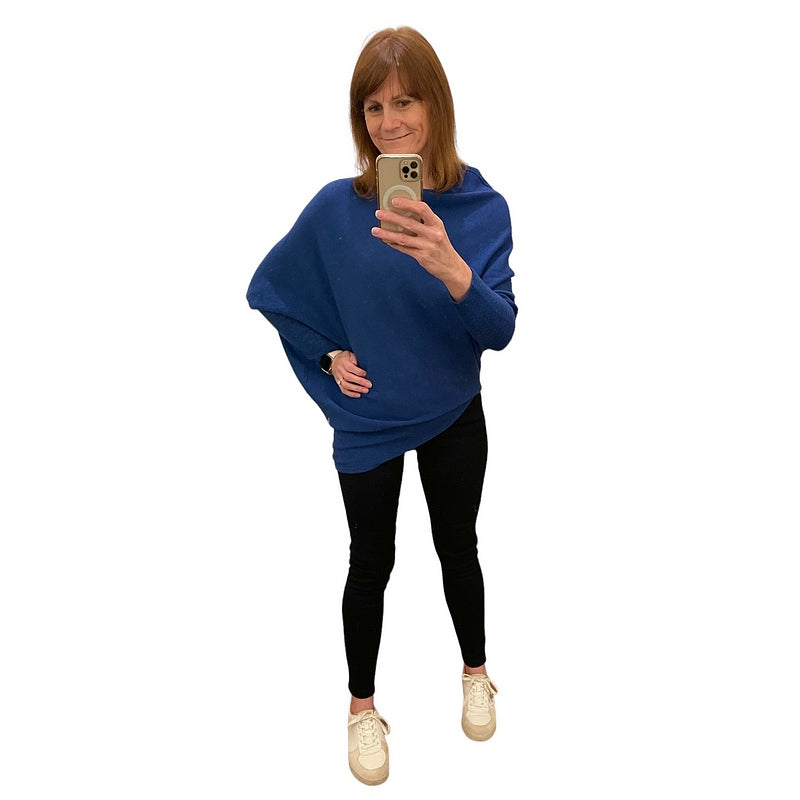 Amazing Woman Emilie Asymmetric Jumper Navy on Helen