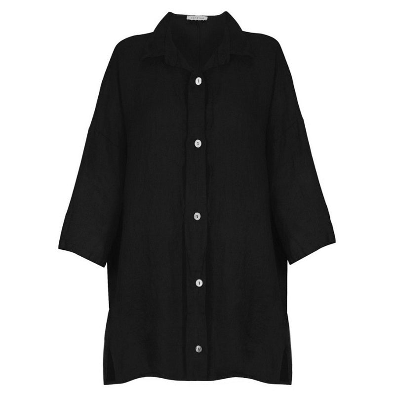 Amazing Woman Finty X Oversized Linen Shirt Black front