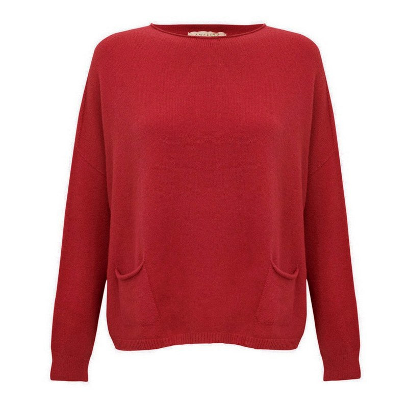 Amazing Woman Jodie Round Neck Jumper Berry Red Rouge main