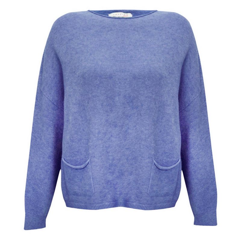 Amazing Woman Jodie Round Neck Jumper in Bluette front