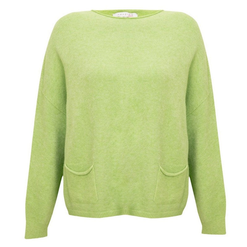 Amazing Woman Jodie Round Neck Jumper in Summer Green front