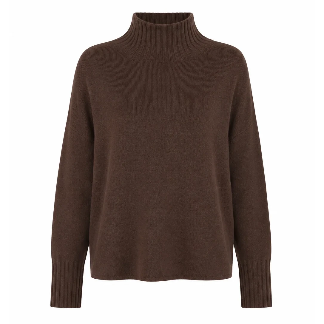 Amazing Woman Jolie Boxy High Neck Knit Espresso front