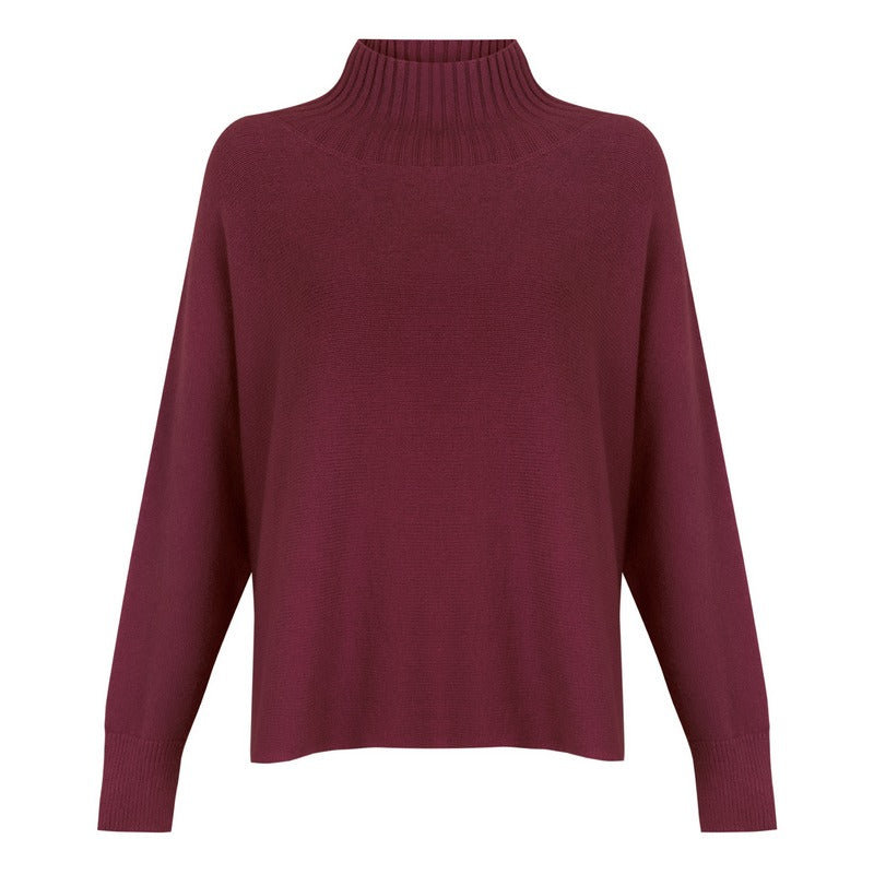 Amazing Woman Jolie Boxy High Neck Knit Mulberry front