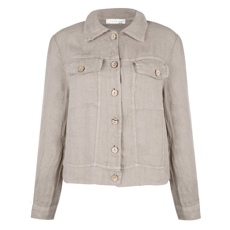 Amazing Woman Kara Lightweight Western Linen Jacket Fango Brown front