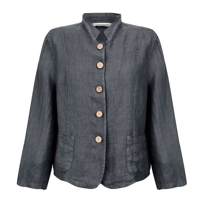 Amazing Woman Katia Short Linen Jacket Charcoal front