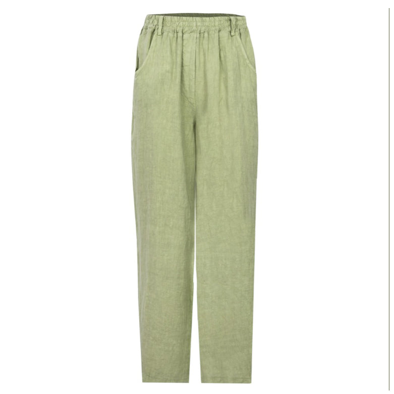 Amazing Woman Odie Tapered Linen Trousers Leek front