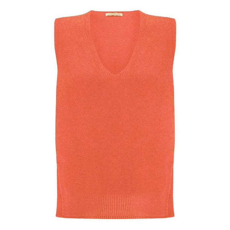 Amazing Woman Pixie V-Neck Knitted Tank Summer Orange front