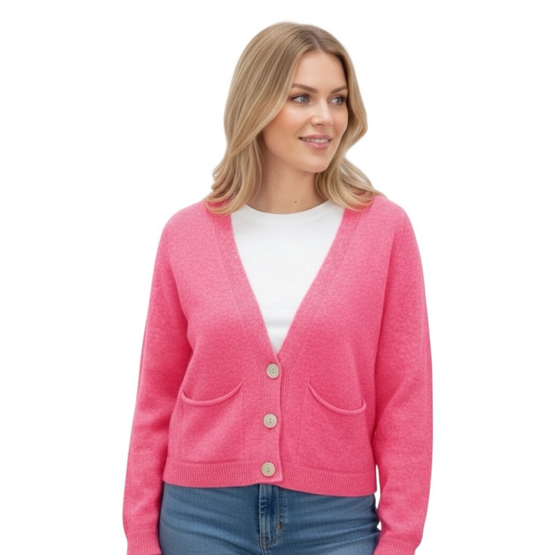 Amazing Woman Pook Crop Boxy Cardigan Azalea on model front