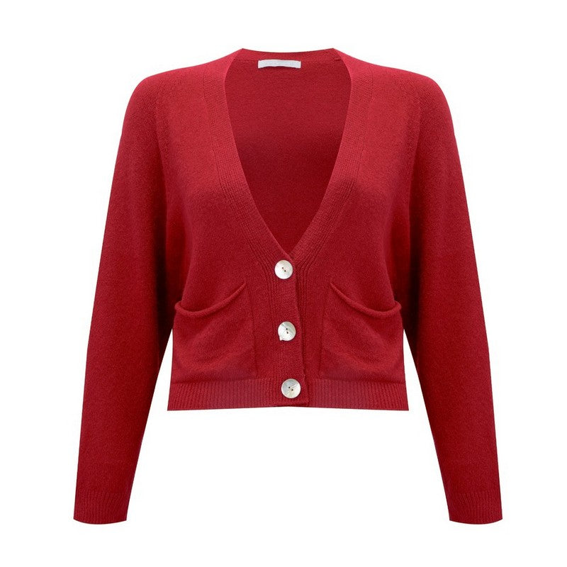 Amazing Woman Pook Crop Boxy Cardigan Rouge Red front