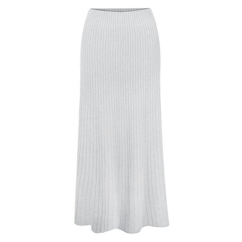 Amazing Woman Sachia Ribbed Long Skirt Silver Grey front
