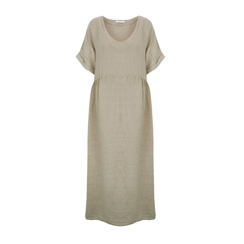 Amazing Woman Tesa X V Neck Midi Linen Dress Fango front