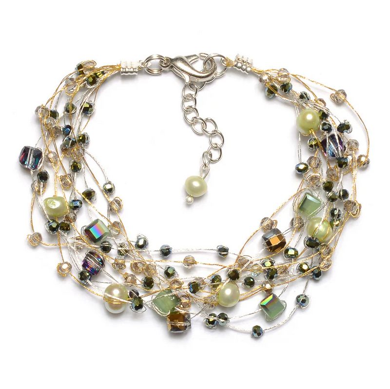 Annabella Moore Jewellery Green Jade and Crystals Silk and Stones Bracelet SKB05-GR main