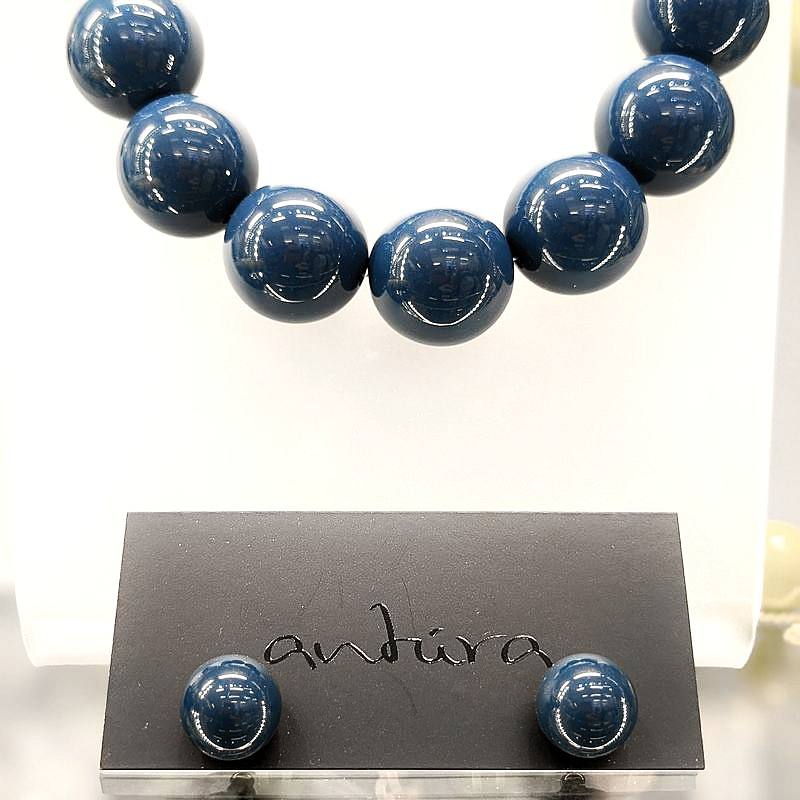 Antura Balloon Full Necklace Blue ACJ910175 with earrings