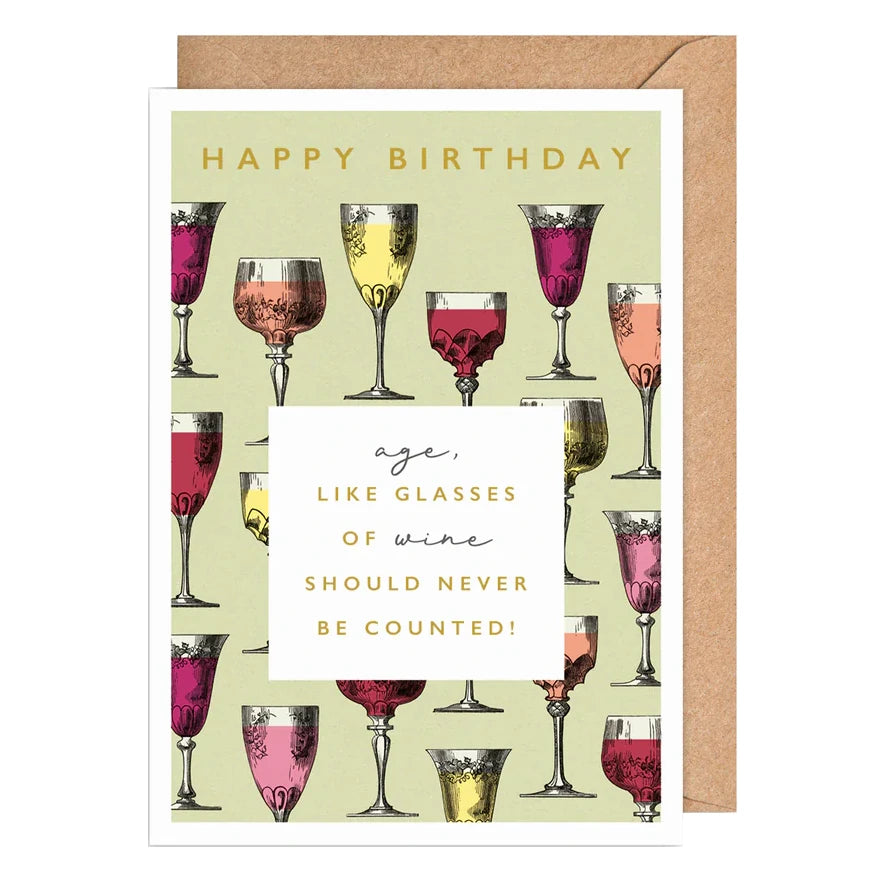 Art File Birthday Card Age Like Glasses Of Wine NR13 front