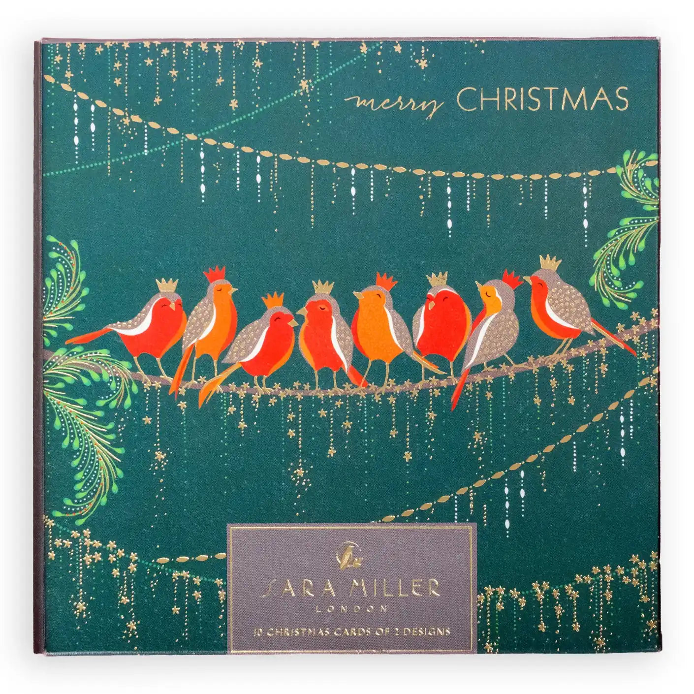 Art File Christmas Cards 10 Pack Robins On Green WAX91 box front