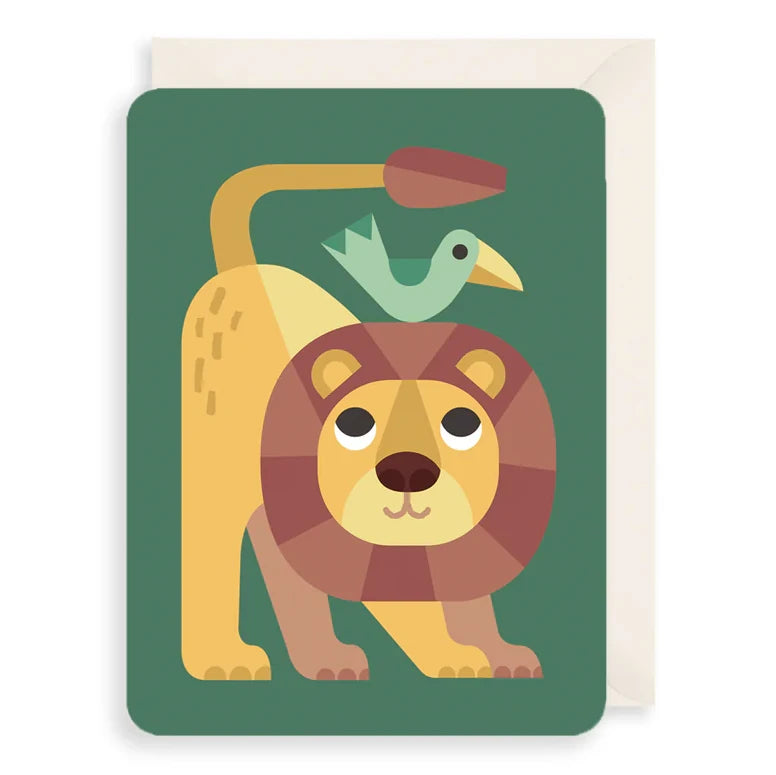 Art File Greetings Card Lion and Bird ZZ01 front