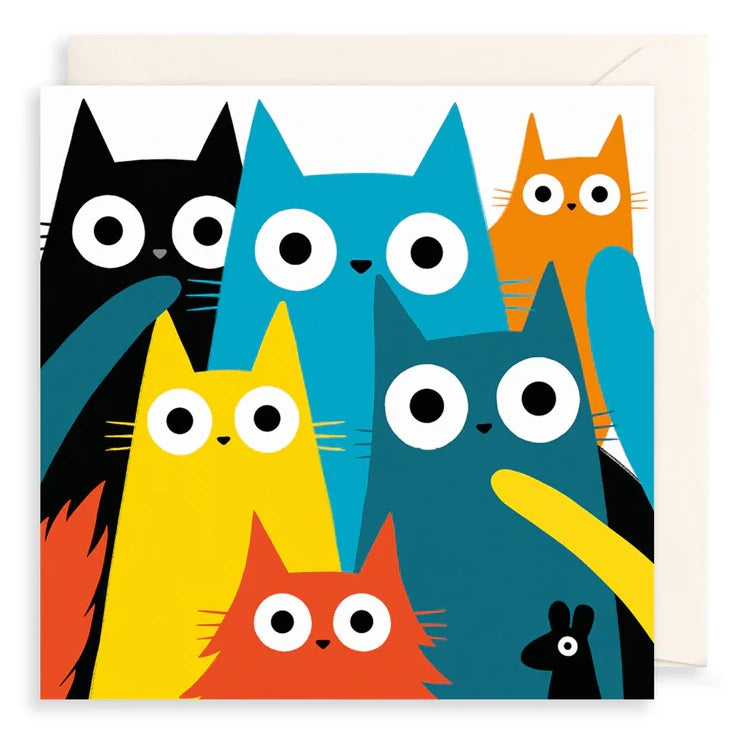 Art File Greetings Card Multi Colour Cats CW04 front
