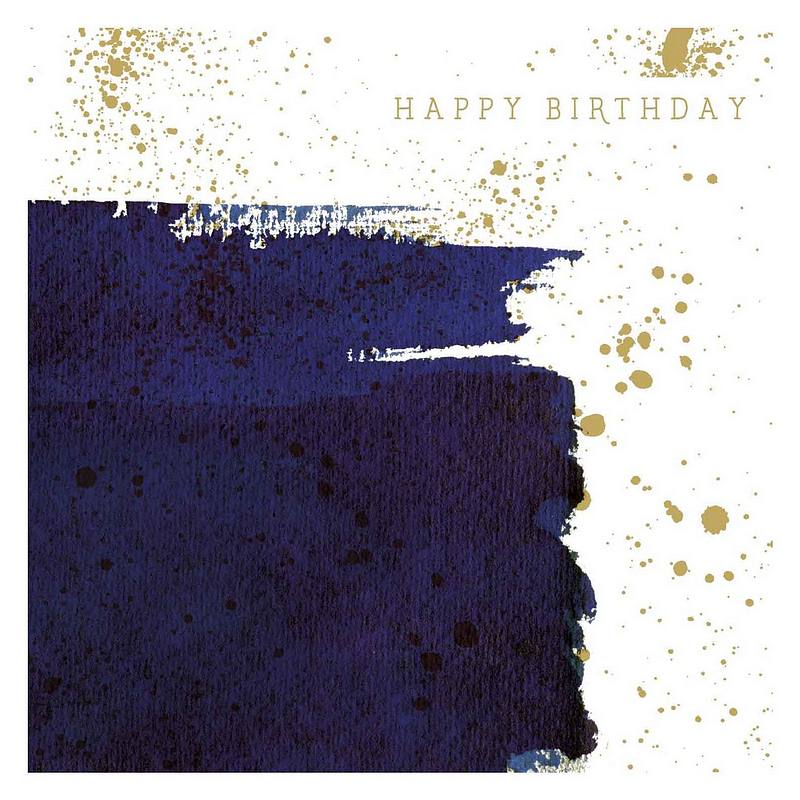 Art File Happy Birthday Blue Splatter PH15 front