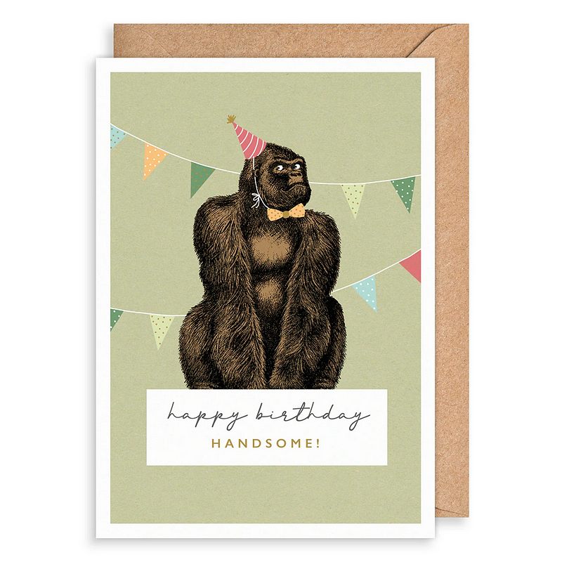 Art File Happy Birthday Handsome Card Gorilla NR26 front